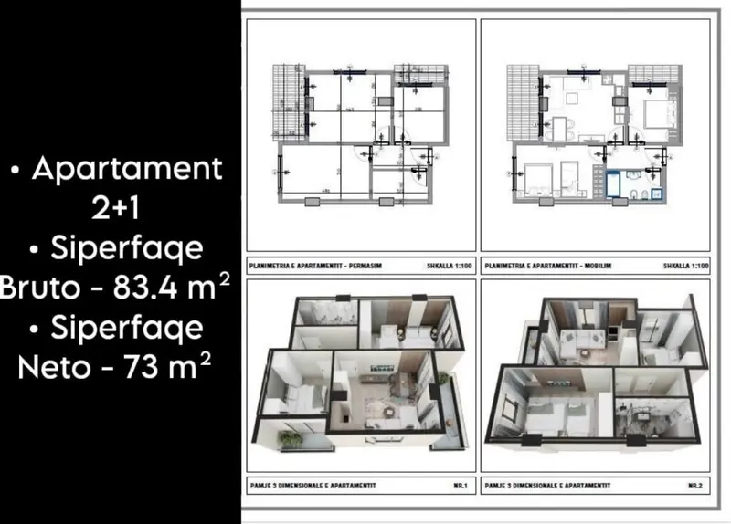 Apartment 2+1 for sale in Qerret, Kavajë, 83 m²