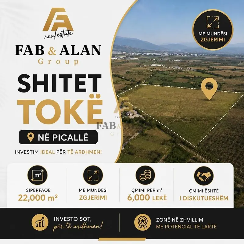 Land for sale in Picalle, Tirana, 22,000 m²