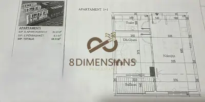 Apartament 1+1 në shitje në Casa Italia, Tiranë, 59 m². Foto 2 nga 2