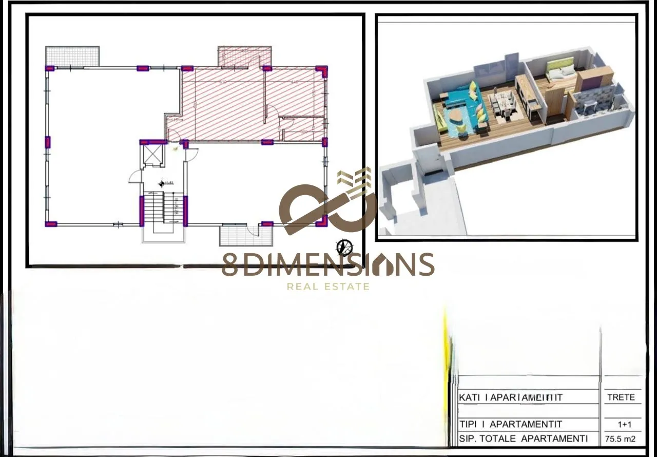 Appartamento 1+1 in vendita a Farkë, Tirana, 75 m². Foto 1 di 1