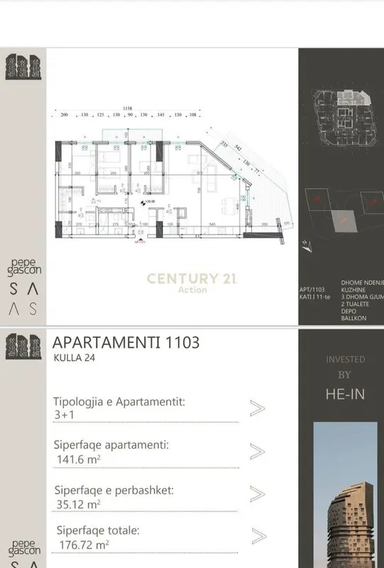Appartamento 3+1 in vendita ad Ish Dogana, Tirana, 177 m²