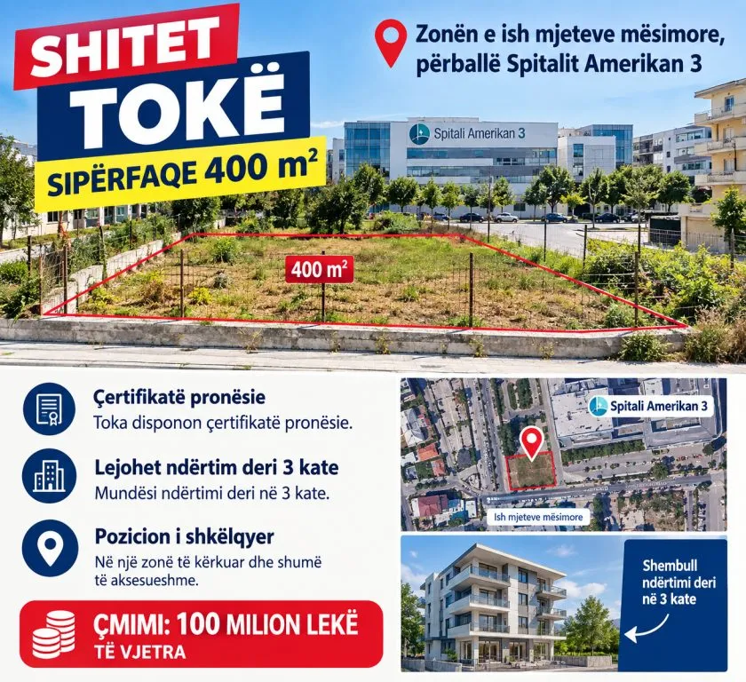 Terreno in vendita a Rruga Kroi I Banes, Tirana, 400 m². Foto 1 di 1