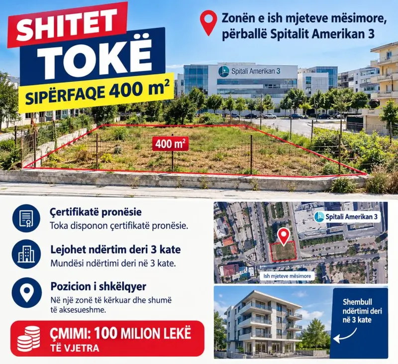 Terreno in vendita a Rruga Kroi I Banes, Tirana, 400 m²