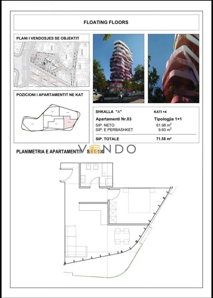 Apartament 1+1 në shitje në Qyteti Studenti, Tiranë, 72 m². Foto 1 nga 4