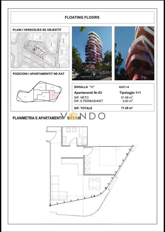 Appartamento 1+1 in vendita a Qyteti Studenti, Tirana, 72 m²