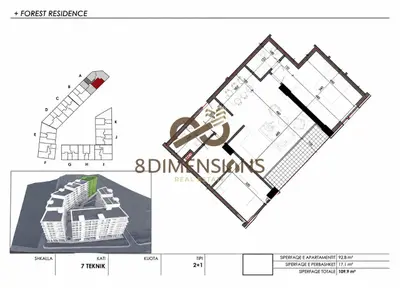 Apartment 2+1 for sale in Farkë, Tirana, 109 m². Photo 2 of 3