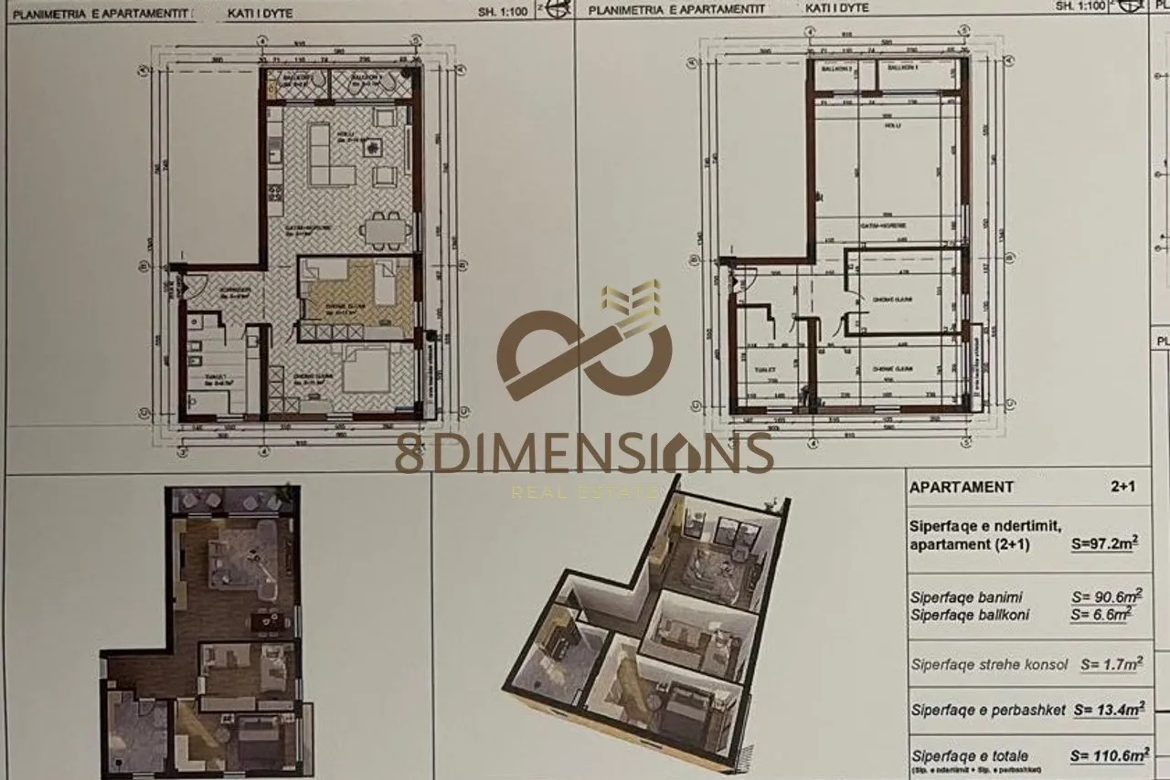 Apartament 2+1 në shitje në Liqeni i Paskuqanit, Kamëz, 111 m². Foto 1 nga 1