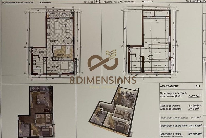 Apartament 2+1 në shitje në Liqeni i Paskuqanit, Kamëz, 111 m²