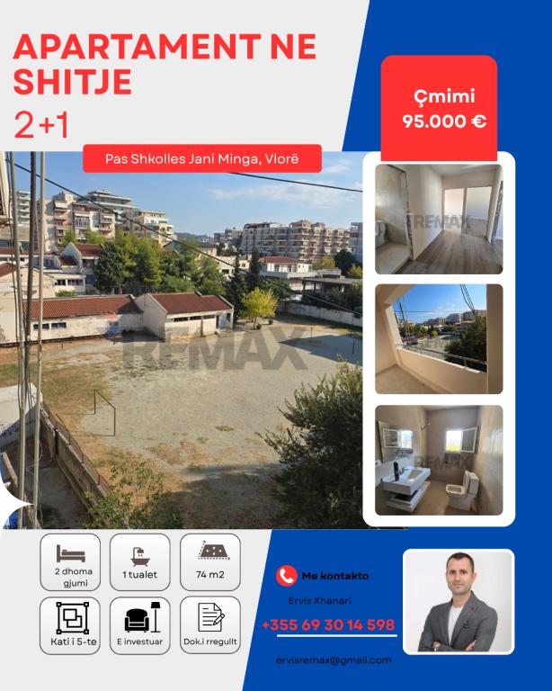 Appartamento 2+1 in vendita a Posta e Çoles, Valona, 74 m²