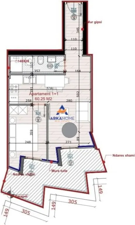 Appartamento 1+1 in vendita a CasaItalia - MegaOutlet, Tirana, 71 m²