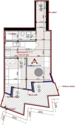 Apartament 1+1 në shitje në Casa Italia, Tiranë, 71 m². Foto 1 nga 3