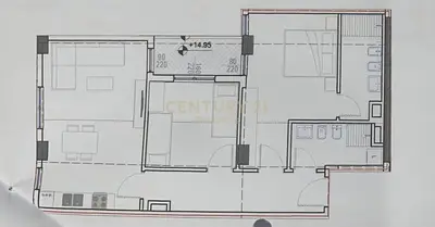 Apartament 2+1 në shitje në Komuna e Parisit, Tiranë, 106 m². Foto 2 nga 3