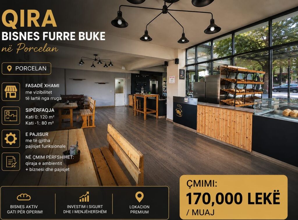 Commercial space for rent in Porcelan, Tirana, 200 m²