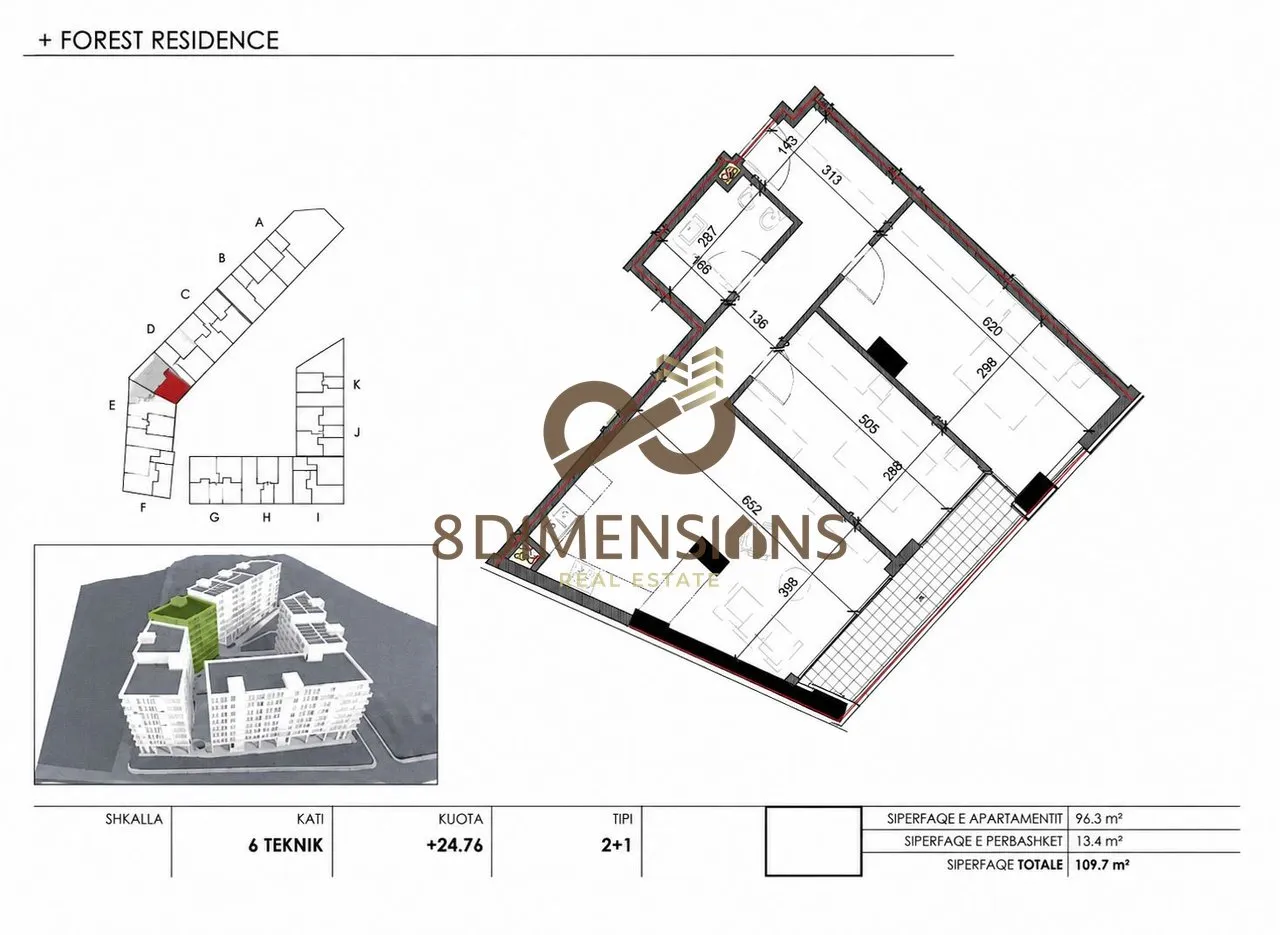Apartment 2+1 for sale in Farkë, Tirana, 109 m². Photo 1 of 3