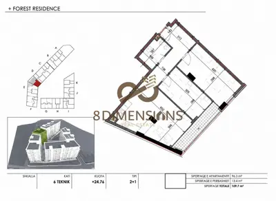 Apartment 2+1 for sale in Farkë, Tirana, 109 m². Photo 1 of 3