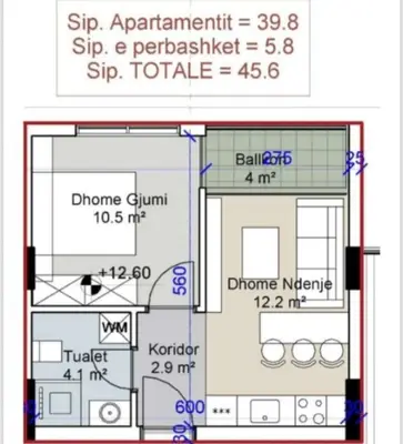 Apartament 1+1 në shitje në Hamallaj, Durrës, 45 m². Foto 3 nga 3