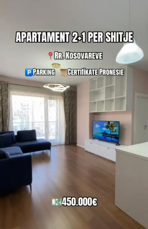 Appartamento 2+1 in vendita a Rruga e Kosovarëve, Tirana, 104 m²
