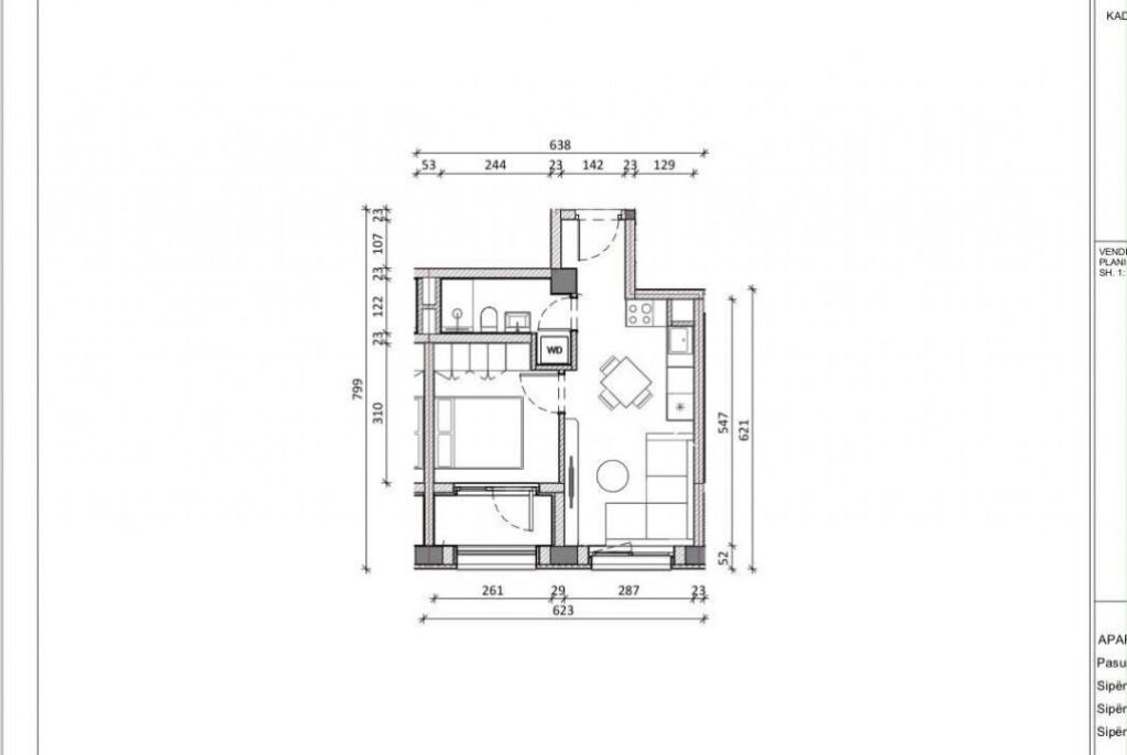 Apartment 1+1 for sale in Ali Demi, Tirana, 46 m². Photo 2 of 3
