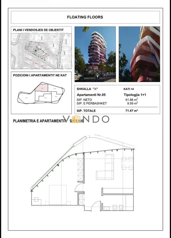 Appartamento 1+1 in vendita a Qyteti Studenti, Tirana, 72 m²