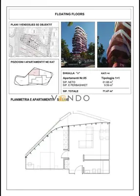 Apartament 1+1 në shitje në Qyteti Studenti, Tiranë, 72 m². Foto 1 nga 4