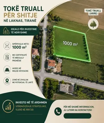 Land for sale in Tirana, 1,000 m². Photo 2 of 2
