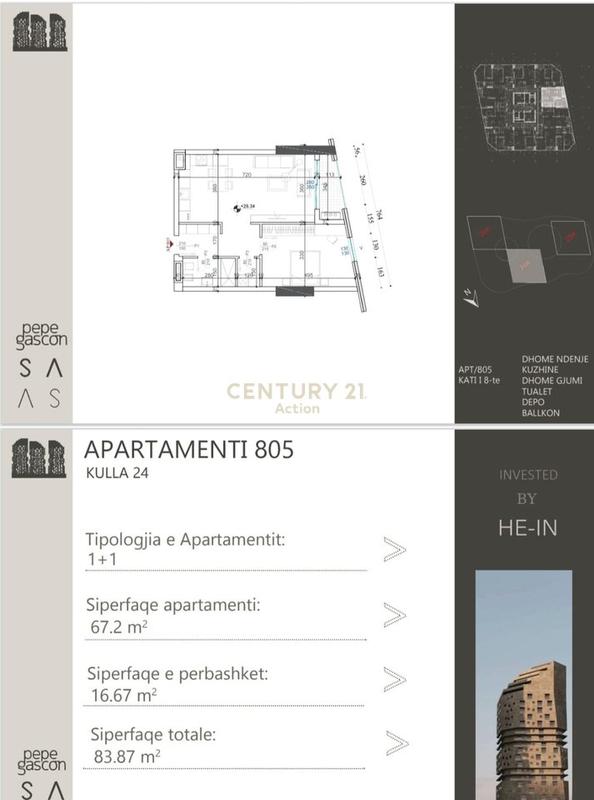 Apartment 1+1 for sale in Ish Dogana, Tirana, 84 m²