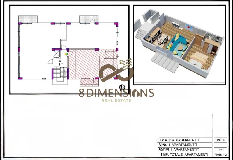 Appartamento 1+1 in vendita a Farkë, Tirana, 80 m²