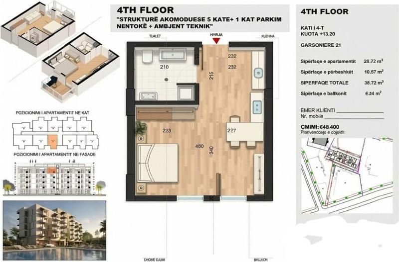 Monolocale in vendita a Rruga Skënderbeu, Durazzo, 38 m²