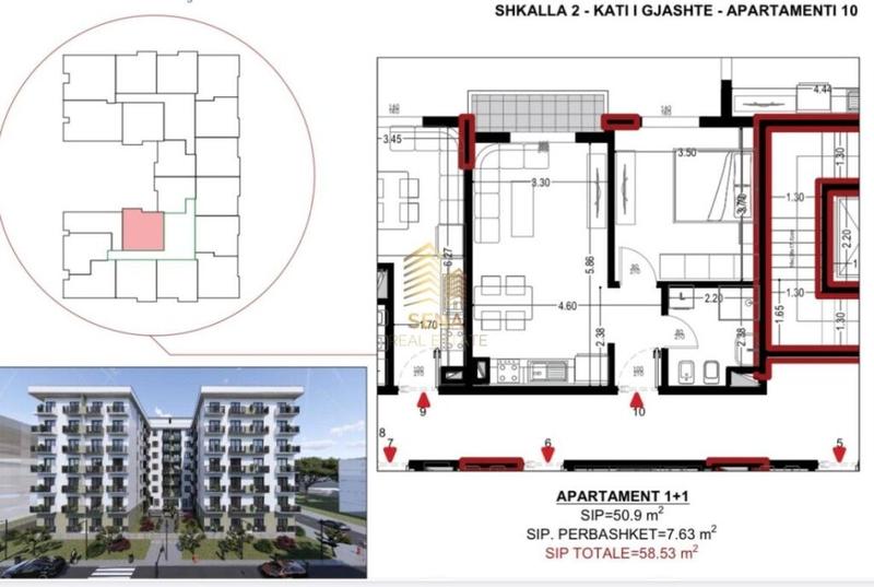 Appartamento 1+1 in vendita a Golem, Kavajë , Albania, Kavaje, Golem, 58 m²