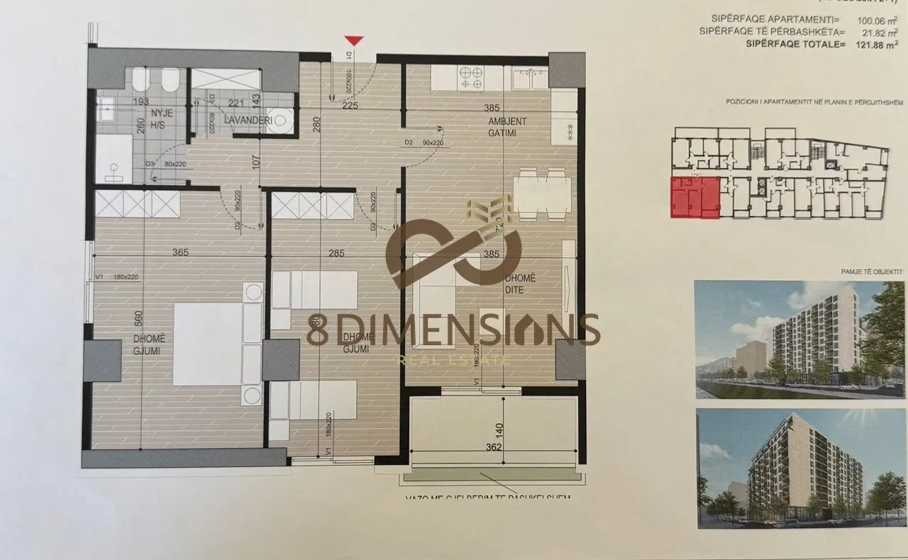 Apartament 2+1 në shitje në Ish Fusha e Aviacionit, Tiranë, 122 m². Foto 1 nga 1