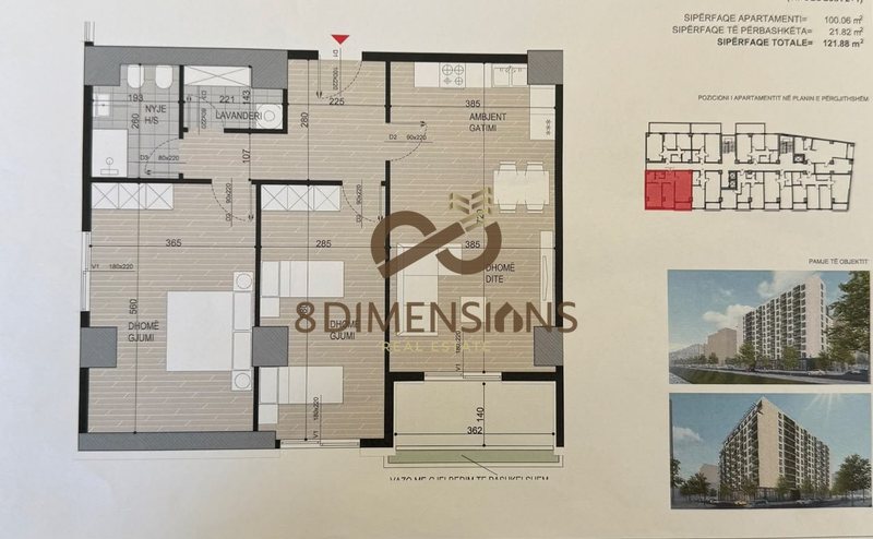 Appartamento 2+1 in vendita a Ish Fusha e Aviacionit, Tirana, 122 m²