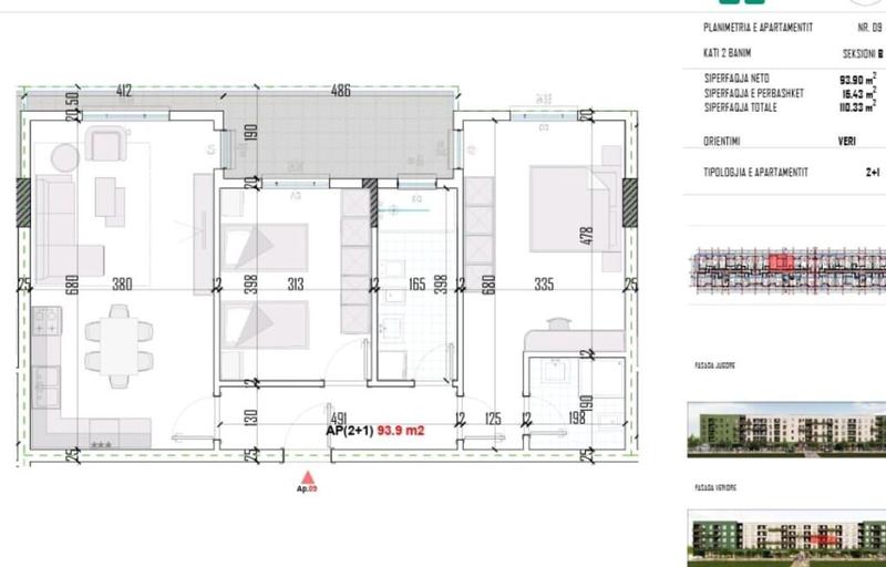 Appartamento 2+1 in vendita a Rruga Paqesori, Kamza, 111 m²