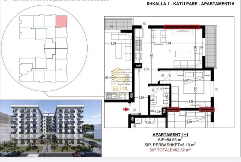 Apartment 1+1 for sale in Golem, Kavajë , Albania, Kavaje, Golem, 63 m²