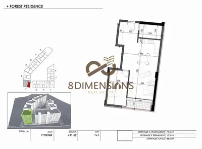 Appartamento 1+1 in vendita a Farkë, Tirana, 86 m². Foto 2 di 4