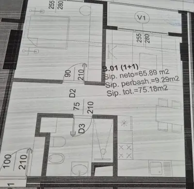 Appartamento 1+1 in vendita a Materniteti i Ri, Tirana, 75 m². Foto 3 di 3