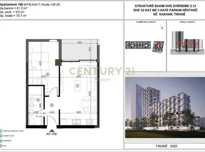 Apartament 1+1 në shitje në Casa Italia, Tiranë, 71 m². Foto 2 nga 2