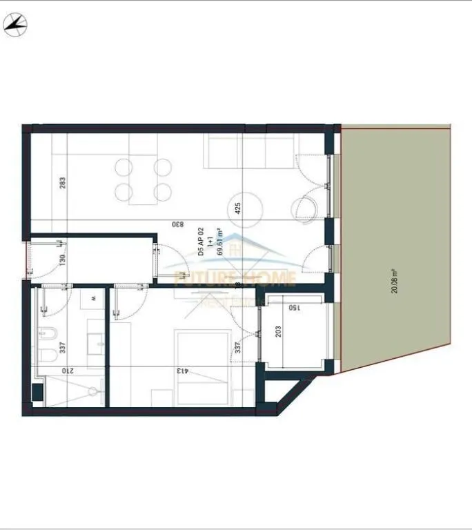 Apartament 1+1 në shitje në Palase, Vlorë, 82 m². Foto 1 nga 3