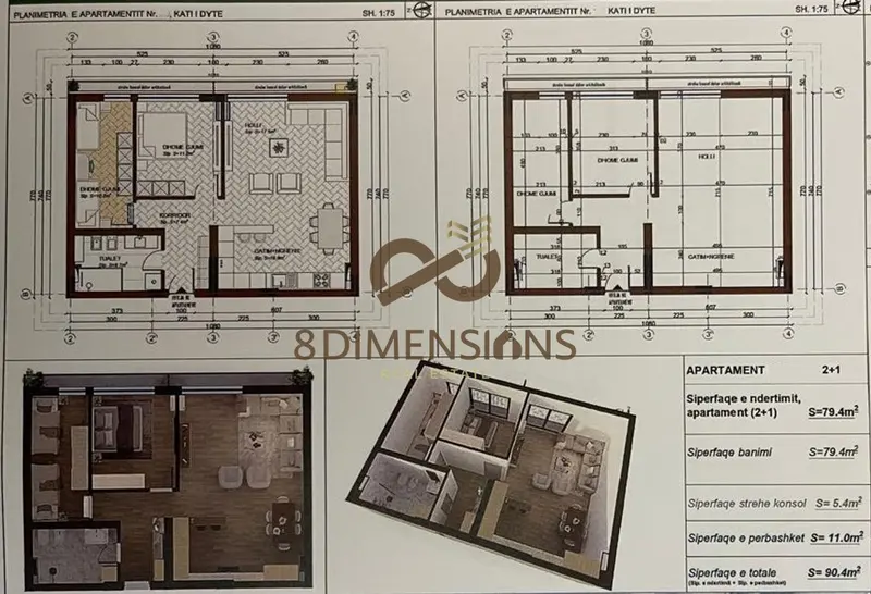 Appartamento 2+1 in vendita a Liqeni i Paskuqanit, Kamza, 90 m²