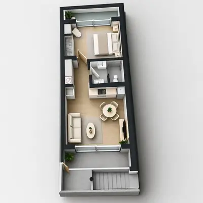 Apartament 2+1 në shitje në Borsh, Vlorë, 62 m². Foto 2 nga 3