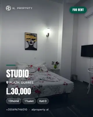 Studio for rent in Plazh, Durrës, 30 m². Photo 1 of 4