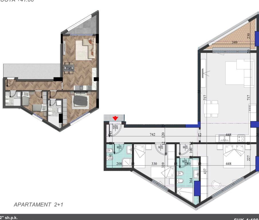 Apartment 2+1 for sale in Rruga Dritan Hoxha, Tirana, 120 m²