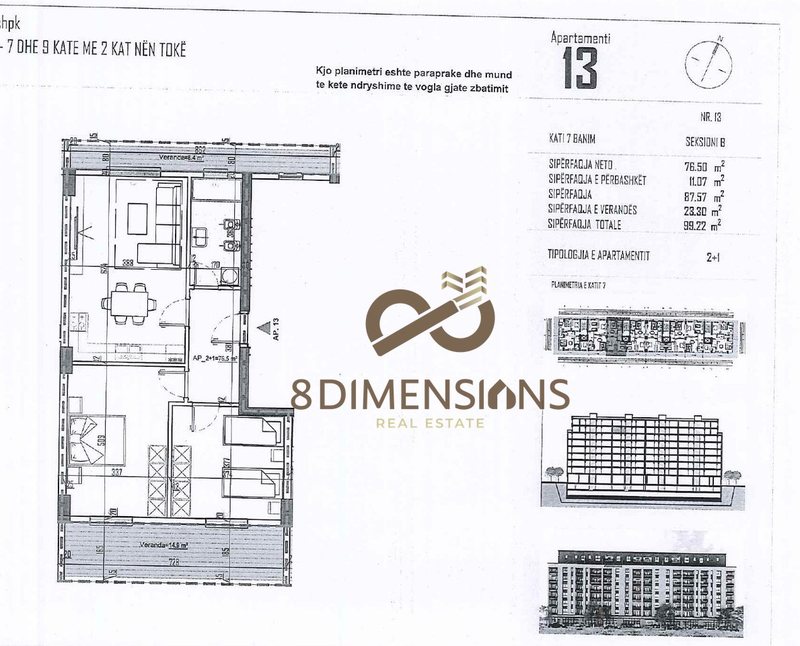 Apartament 2+1 në shitje në Rruga Aleksandria, Kamëz, 99 m²