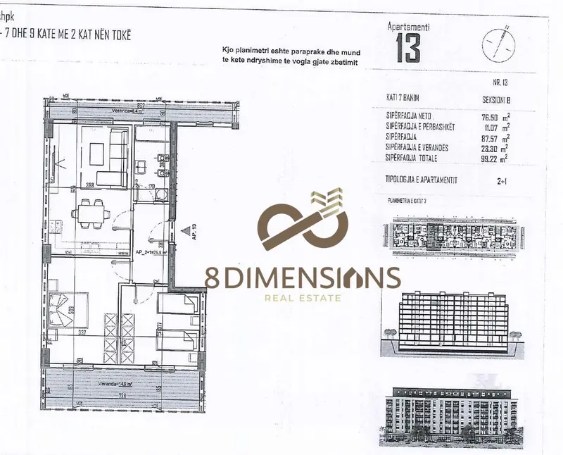 Appartamento 2+1 in vendita a Rruga Aleksandria, Kamza, 99 m²