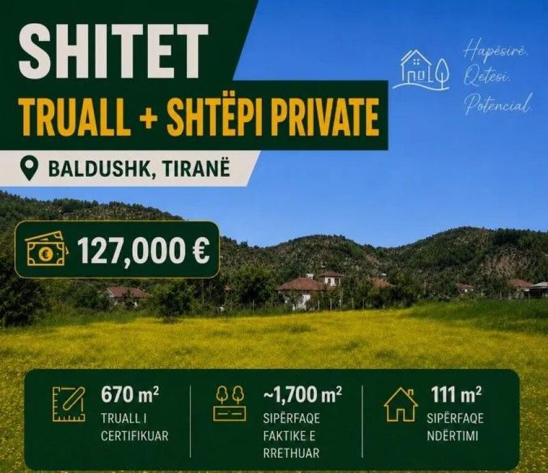 Shtëpi private në shitje në Baldushk, Tiranë, 1 811 m²