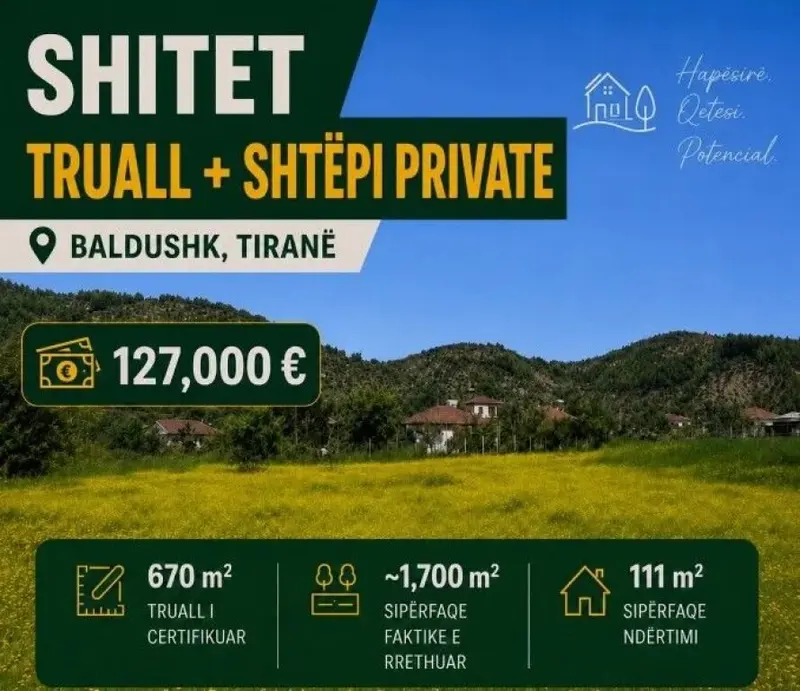Casa indipendente in vendita a Baldushk, Tirana, 1.811 m²