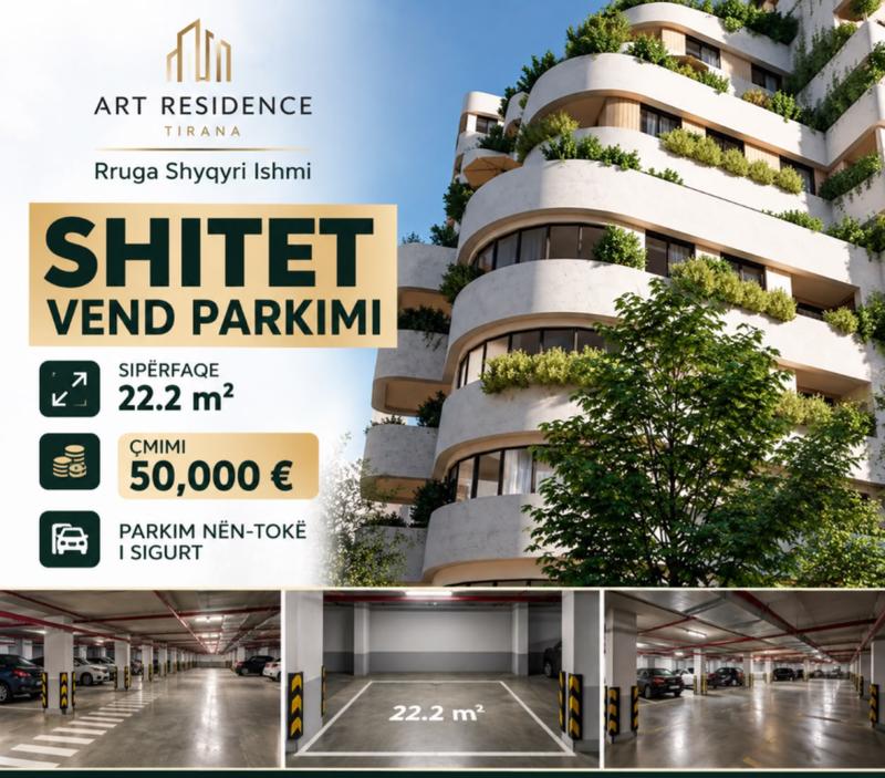 Parking space for sale in Art Residence - Developed by KLAR, Tirana, 22 m²