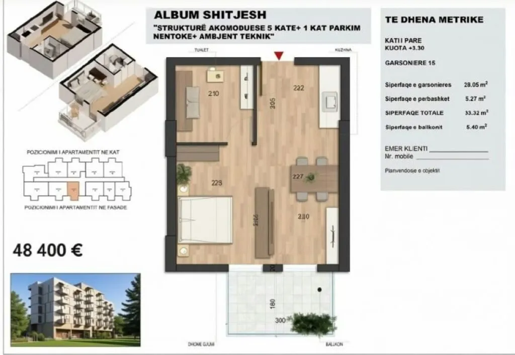Studio for sale in Mali i Robit, Durrës, 38 m². Photo 1 of 6