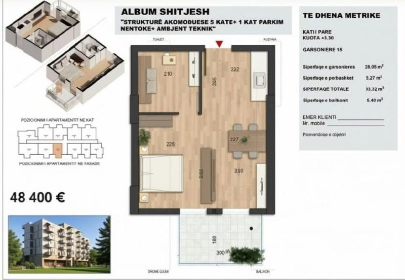 Studio for sale in Rruga Liria, Durrës, 38 m²