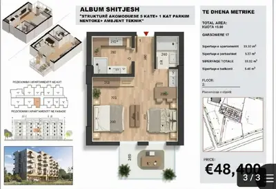 Garsoniere në shitje në Mali i Robit, Durrës, 38 m². Foto 1 nga 6
