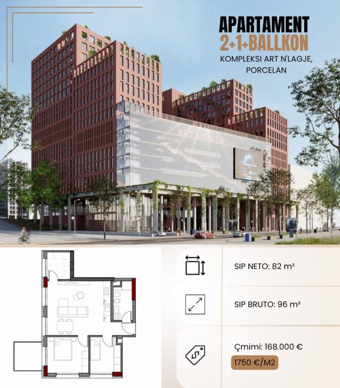 Apartment 2+1 for sale in Porcelan, Tirana, 96 m². Photo 2 of 2